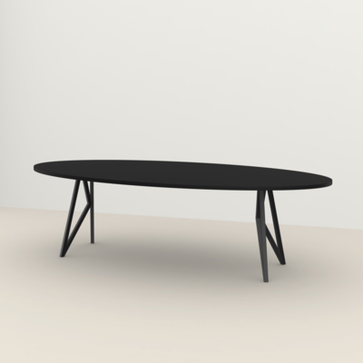 Studio HENK tafel Butterfly Ovaal - zwart frame, HPL Fenix nero ingo