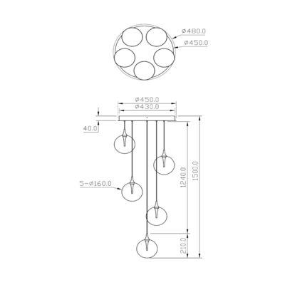 Hanglamp Gisela 5-Lichts – Amber