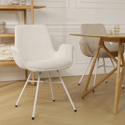 Stoffen eetkamerstoel Noa-Eef wit onderstel