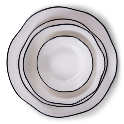 Bord Ayana beige/black Ø20,5 cm - set van 4