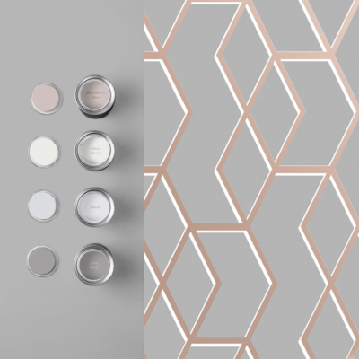 Graham &amp; Brown  vliesbehang  Archetype Grey Rose Gold