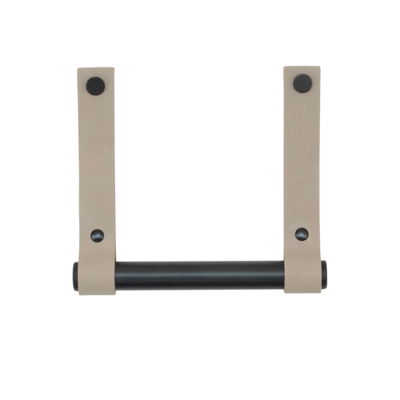 Leren toiletrolhouder (roldrager: zwart metaal)