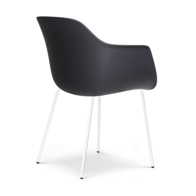 Eetkamerstoel Nora-Puk wit onderstel - met armleuningen