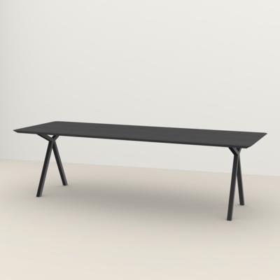 Studio HENK tafel Slim X-type Rechthoekig - zwart frame, zwarte beits