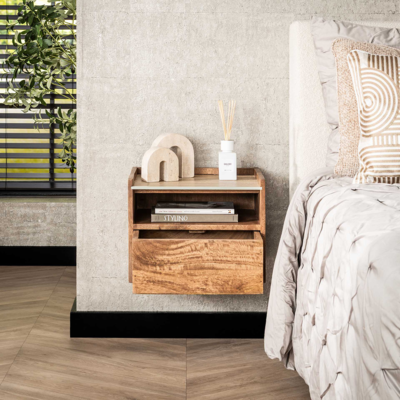 Nachtkastje Hangend Limestone open vak en lade