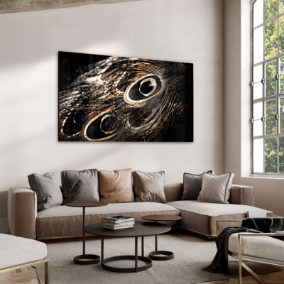 Walljar acrylglas schilderij - Peacock Feathers