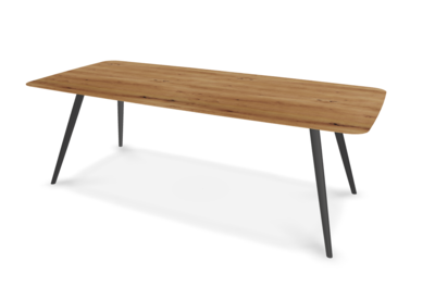 They &amp; Me eettafel Joy – bootsvorm – eiken rustiek lak– onderstel RAL9017 verkeerszwart