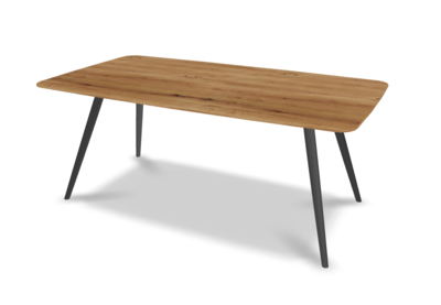 They &amp; Me eettafel Joy – bootsvorm – eiken rustiek lak– onderstel RAL9017 verkeerszwart