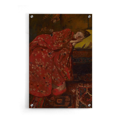 Walljar canvas schilderij - Breitner - Meisje In Rode Kimono