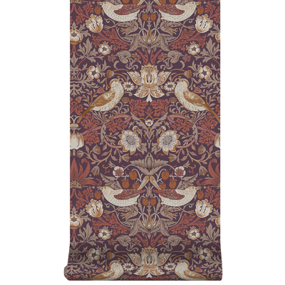 vliesbehang william morris at home strawberry thief plum