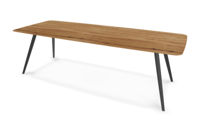 They &amp; Me eettafel Joy – bootsvorm – eiken rustiek lak– onderstel RAL9017 verkeerszwart