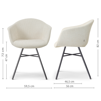 Eetkamerstoel Noa-Otis zwart onderstel met armleuningen