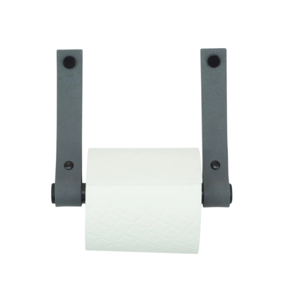 Leren toiletrolhouder (roldrager: zwart metaal)