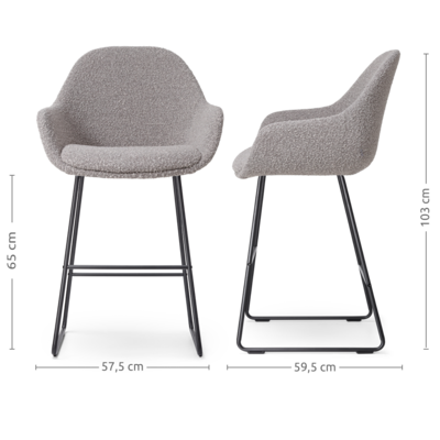 Barkruk Nino-Mae zwart onderstel - 65 cm