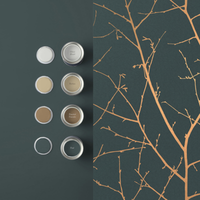 Graham &amp; Brown vliesbehang boreas teal / copper