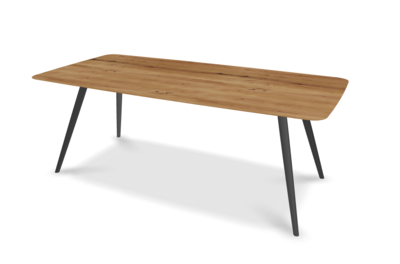 They &amp; Me eettafel Joy – bootsvorm – eiken rustiek lak– onderstel RAL9017 verkeerszwart