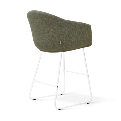 Barkruk Nino-Otis gestoffeerd wit onderstel met armleuningen (zithoogte 65 cm)