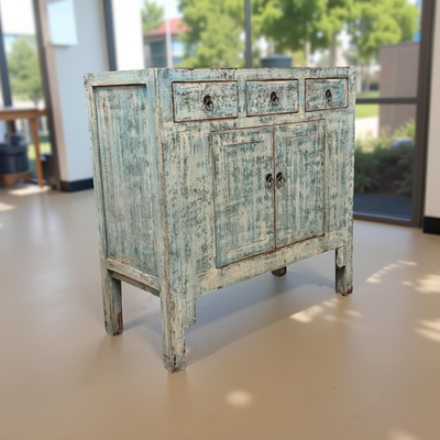 Kast blauw 3la 2deur uniek