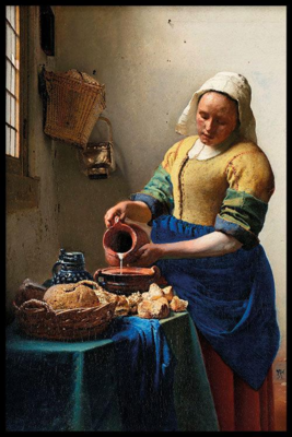 Walljar poster ingelijst - Johannes Vermeer - Het Melkmeisje II