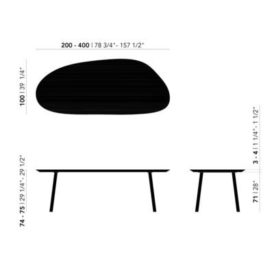 Studio HENK tafel Butterfly Blob - zwart frame, HPL Fenix nero ingo