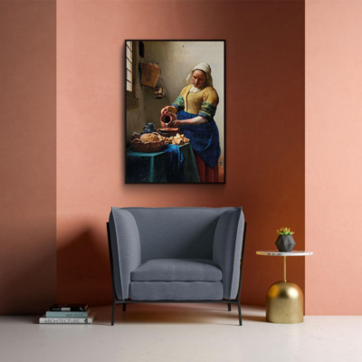 Walljar poster ingelijst - Johannes Vermeer - Het Melkmeisje II