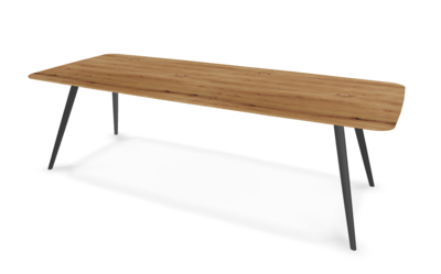 They &amp; Me eettafel Joy – bootsvorm – eiken rustiek lak– onderstel RAL9017 verkeerszwart