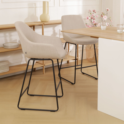 Barkruk Nino-Mae zwart onderstel - 65 cm