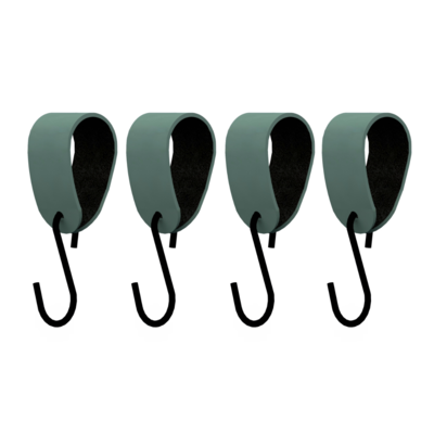 S-haakje Zwart + leren hanger - Maat M - set van 4