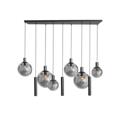 Hanglamp Gijs 9-Lichts - Zwart/Smoke
