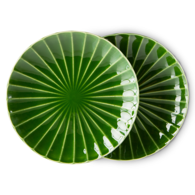 HKliving side plate Emeralds ribbed groen 