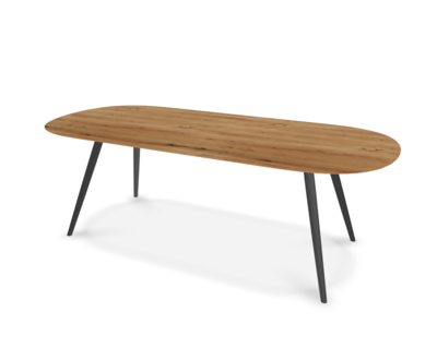 They &amp; Me eettafel Joy – plat ovaal – eiken rustiek olie - onderstel RAL9017 verkeerszwart