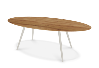 They &amp; Me eettafel Joy – ovaal – eiken rustiek lak – onderstel RAL9010 zuiverwit