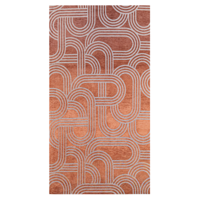 Vloerkleed Disco rood met geometrische lijnen en cirkels