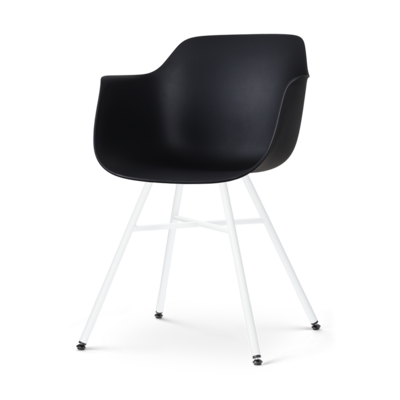 Eetkamerstoel Noa-Puk wit onderstel - met armleuningen