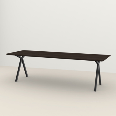 Studio HENK tafel Slim X-type Rechthoekig - zwart frame, gerookte beits
