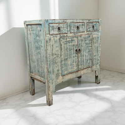 Kast blauw 3la 2deur uniek