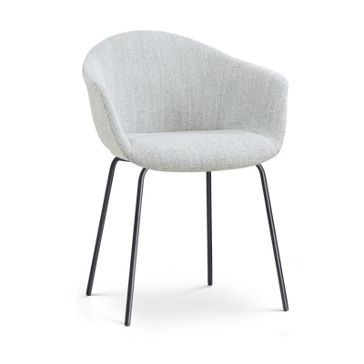 Eetkamerstoel Nora-Otis gestoffeerd - zwart onderstel - met armleuningen