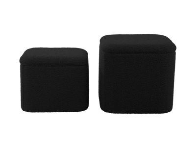 Poef set Ada opbergbouclé, set van 2 stuks