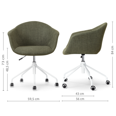 Nout-Otis bureaustoel wit onderstel - Gestoffeerde zitting met armleuningen