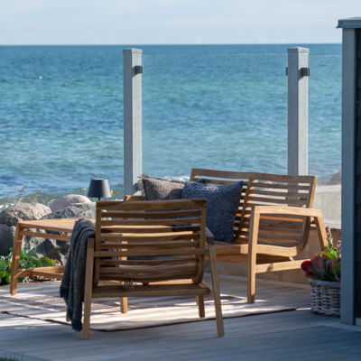 Houten tuin loungeset Tristan - 4delig - met zitkussens