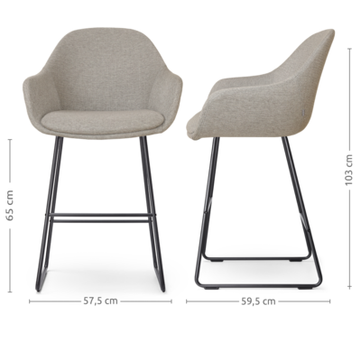 Barkruk Nino-Mae zwart onderstel - 65 cm