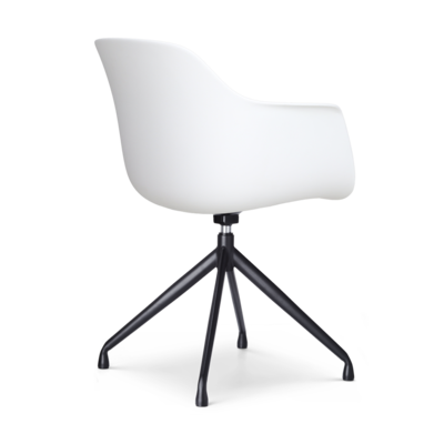 Nola-Liz zwart draaibare eetkamerstoel - Witte zitting met armleuningen (incl. zitkussen)