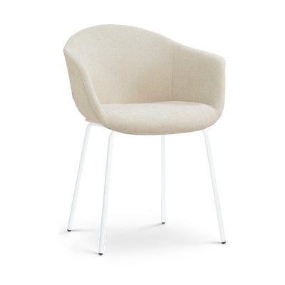 Eetkamerstoel Nora-Otis gestoffeerd - wit onderstel - met armleuningen