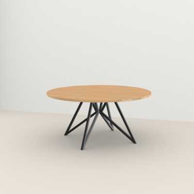 Studio HENK tafel Butterfly Rond QuadpodXL - zwart frame, hardwax light 3041