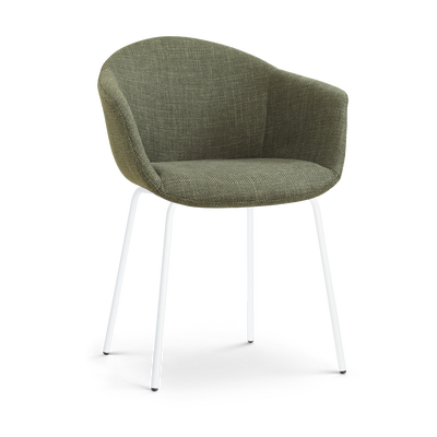 Eetkamerstoel Nora-Otis gestoffeerd - wit onderstel - met armleuningen