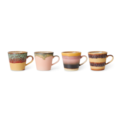HKliving Cappuccino Mugs 70's Ceramics - Set van 4