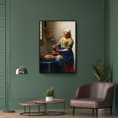 Walljar poster ingelijst - Johannes Vermeer - Het Melkmeisje II