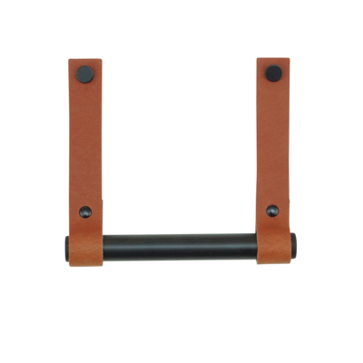 Leren toiletrolhouder (roldrager: zwart metaal)