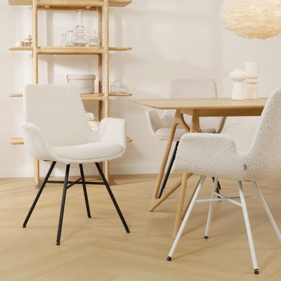 Stoffen eetkamerstoel Noa-Eef - zwart onderstel