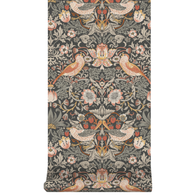 vliesbehang william morris at home strawberry thief charcoal